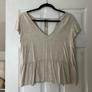 Abercrombie & Fitch linen Tan Peplum Top
